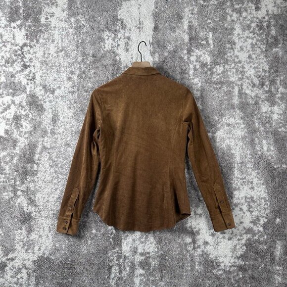 Babaton Shirt 4 Womens Aritzia Cowgirl Western Button Up Brown Suede Long Sleeve - Picture 2 of 7